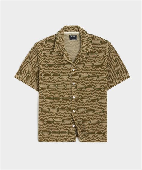 Terry Jacquard Cabana Polo Shirt in Green Leaf.